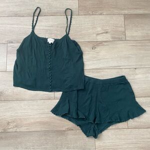 Sezane Norman Shorts Small And Many Top XS Sage Green Set Lightweight Pajama
